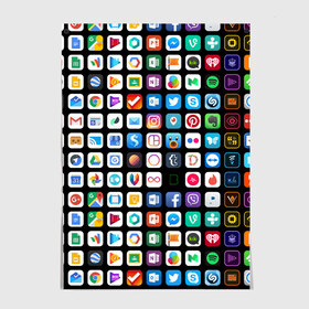 Постер с принтом Iphone and Apps Icons , 100% бумага
 | бумага, плотность 150 мг. Матовая, но за счет высокого коэффициента гладкости имеет небольшой блеск и дает на свету блики, но в отличии от глянцевой бумаги не покрыта лаком | android | apk | apps | icon | iphone | iphone and apps icons | social | айфон | андроид | значок | приложение