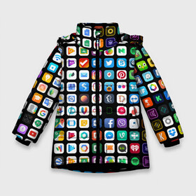 Зимняя куртка для девочек 3D с принтом Iphone and Apps Icons , ткань верха — 100% полиэстер; подклад — 100% полиэстер, утеплитель — 100% полиэстер. | длина ниже бедра, удлиненная спинка, воротник стойка и отстегивающийся капюшон. Есть боковые карманы с листочкой на кнопках, утяжки по низу изделия и внутренний карман на молнии. 

Предусмотрены светоотражающий принт на спинке, радужный светоотражающий элемент на пуллере молнии и на резинке для утяжки. | android | apk | apps | icon | iphone | iphone and apps icons | social | айфон | андроид | значок | приложение
