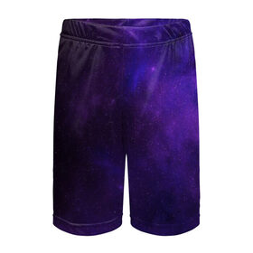 Детские спортивные шорты 3D с принтом Фиолетовая звезда ,  100% полиэстер
 | пояс оформлен широкой мягкой резинкой, ткань тянется
 | Тематика изображения на принте: арт | звезда | звёзды | карлик | космос | облако | синий | сияние | темный | фиолетовый | черный | яркая | яркие цвета