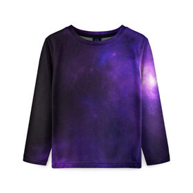 Детский лонгслив 3D с принтом Фиолетовая звезда , 100% полиэстер | длинные рукава, круглый вырез горловины, полуприлегающий силуэт
 | арт | звезда | звёзды | карлик | космос | облако | синий | сияние | темный | фиолетовый | черный | яркая | яркие цвета