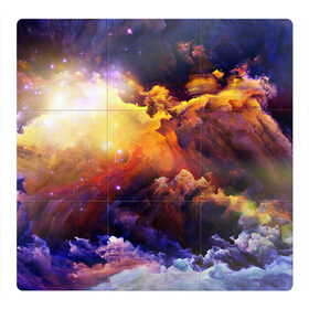 Магнитный плакат 3Х3 с принтом Яркий свет , Полимерный материал с магнитным слоем | 9 деталей размером 9*9 см | арт | желтый | звёзды | космос | красный | облако | оранжевый | синий | сияние | фиолетовый | яркие цвета