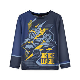 Детский лонгслив 3D с принтом Justice League , 100% полиэстер | длинные рукава, круглый вырез горловины, полуприлегающий силуэт
 | justice league movie | vdpartat | геометрия | знаки | лига справедливости | логотипы | символы