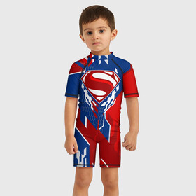 Детский купальный костюм 3D с принтом Знак Супермен , Полиэстер 85%, Спандекс 15% | застежка на молнии на спине | justice league movie | superman logo | vdpartat | геометрия | знаки | лига справедливости | логотипы | символы | супермен