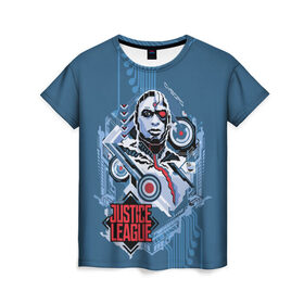 Женская футболка 3D с принтом Cyborg , 100% полиэфир ( синтетическое хлопкоподобное полотно) | прямой крой, круглый вырез горловины, длина до линии бедер | cyborg | justice league movie | знаки vdpartat | киборг | лига справедливости | символы | супер герои