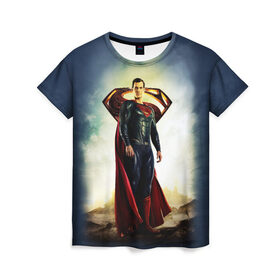 Женская футболка 3D с принтом Superman , 100% полиэфир ( синтетическое хлопкоподобное полотно) | прямой крой, круглый вырез горловины, длина до линии бедер | justice league movie | superman | знаки vdpartat | лига справедливости | символы | супер герои | супермен