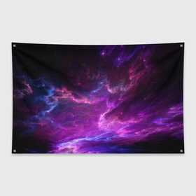 Флаг-баннер с принтом Космическое небо , 100% полиэстер | размер 67 х 109 см, плотность ткани — 95 г/м2; по краям флага есть четыре люверса для крепления | арт | звёзды | космос | облако | розовый | синий | сияние | туманность | фиолетовый | яркие цвета