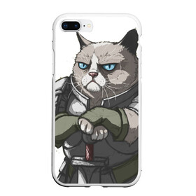 Чехол для iPhone 7Plus/8 Plus матовый с принтом Grumpy Cat , Силикон | Область печати: задняя сторона чехла, без боковых панелей | grumpy cat | грустный кот | доспехи | кот | кот в доспехах | кот воин | кот рыцарь | суровый кот