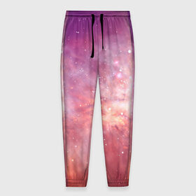 Мужские брюки 3D с принтом Космическое небо , 100% полиэстер | манжеты по низу, эластичный пояс регулируется шнурком, по бокам два кармана без застежек, внутренняя часть кармана из мелкой сетки | арт | желтый | звёзды | космос | облако | оранжевый | розовый | сияние | туманность | фиолетовый | яркие цвета