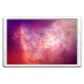 Магнит 45*70 с принтом Космическое небо , Пластик | Размер: 78*52 мм; Размер печати: 70*45 | арт | желтый | звёзды | космос | облако | оранжевый | розовый | сияние | туманность | фиолетовый | яркие цвета