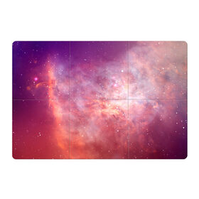 Магнитный плакат 3Х2 с принтом Космическое небо , Полимерный материал с магнитным слоем | 6 деталей размером 9*9 см | арт | желтый | звёзды | космос | облако | оранжевый | розовый | сияние | туманность | фиолетовый | яркие цвета