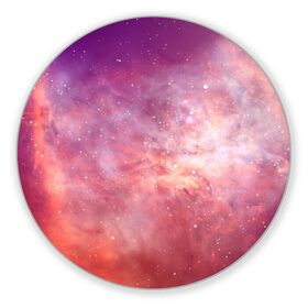 Коврик для мышки круглый с принтом Космическое небо , резина и полиэстер | круглая форма, изображение наносится на всю лицевую часть | арт | желтый | звёзды | космос | облако | оранжевый | розовый | сияние | туманность | фиолетовый | яркие цвета