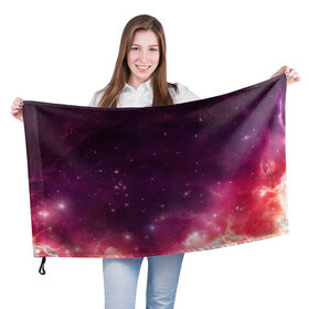 Флаг 3D с принтом Космическая вспышка , 100% полиэстер | плотность ткани — 95 г/м2, размер — 67 х 109 см. Принт наносится с одной стороны | арт | желтый | звёзды | космос | красный | облако | розовый | сияние | фиолетовый | яркие цвета