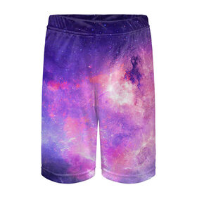 Детские спортивные шорты 3D с принтом Космические дали ,  100% полиэстер
 | пояс оформлен широкой мягкой резинкой, ткань тянется
 | Тематика изображения на принте: арт | звёзды | космос | красный | облако | розовый | синий | сияние | темный | туманность | фиолетовый | чёрный | яркие цвета