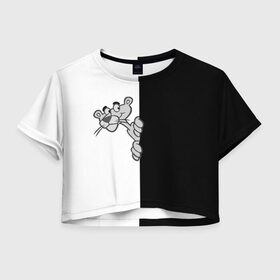 Женская футболка Crop-top 3D с принтом Пантера , 100% полиэстер | круглая горловина, длина футболки до линии талии, рукава с отворотами | мультик | мультфильм | пантера | персонаж | розовая пантера