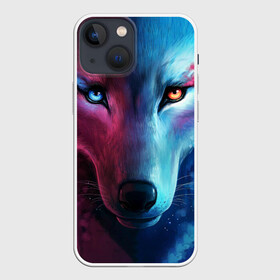 Чехол для iPhone 13 mini с принтом ВЗГЛЯД ВОЛКА ,  |  | Тематика изображения на принте: animals | wolf | волк | волки | животные | звери | луна | одиночка | хищник