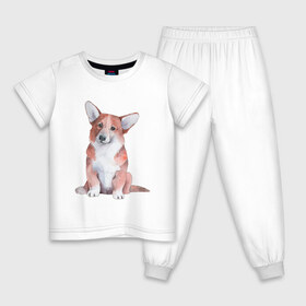 Детская пижама хлопок с принтом корги , 100% хлопок |  брюки и футболка прямого кроя, без карманов, на брюках мягкая резинка на поясе и по низу штанин
 | корги | песокафе | собаки