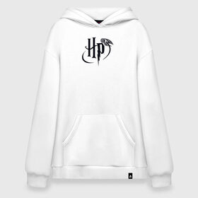 Худи SuperOversize хлопок с принтом Harry Potter Logo , 70% хлопок, 30% полиэстер, мягкий начес внутри | карман-кенгуру, эластичная резинка на манжетах и по нижней кромке, двухслойный капюшон
 | Тематика изображения на принте: harry potter | vdosadir | гарри поттер | джоан роулинг