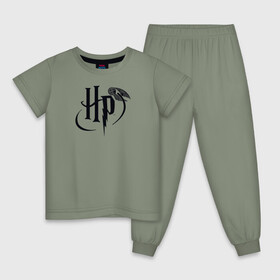 Детская пижама хлопок с принтом Harry Potter Logo , 100% хлопок |  брюки и футболка прямого кроя, без карманов, на брюках мягкая резинка на поясе и по низу штанин
 | Тематика изображения на принте: harry potter | vdosadir | гарри поттер | джоан роулинг