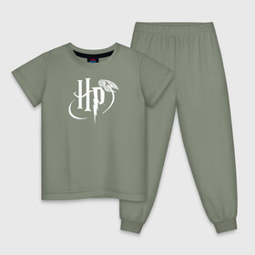 Детская пижама хлопок с принтом Harry Potter White Logo , 100% хлопок |  брюки и футболка прямого кроя, без карманов, на брюках мягкая резинка на поясе и по низу штанин
 | Тематика изображения на принте: harry potter | vdosadir | гарри поттер | джоан роулинг