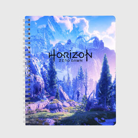 Тетрадь с принтом Horizon Zero Dawn , 100% бумага | 48 листов, плотность листов — 60 г/м2, плотность картонной обложки — 250 г/м2. Листы скреплены сбоку удобной пружинной спиралью. Уголки страниц и обложки скругленные. Цвет линий — светло-серый
 | Тематика изображения на принте: aloy | antasy girl | art | artwork | digital art | fantasy | horizon | horizon: zero dawn | landscape | tallneck | warrior fantasy | weapon | zero dawn