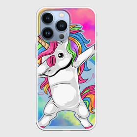 Чехол для iPhone 13 Pro с принтом UNICORN DABBING ,  |  | Тематика изображения на принте: dabbing | unicorn | деб | единорог | радуга | танец | флекс