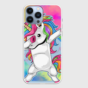 Чехол для iPhone 13 Pro Max с принтом UNICORN DABBING ,  |  | Тематика изображения на принте: dabbing | unicorn | деб | единорог | радуга | танец | флекс