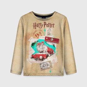 Детский лонгслив 3D с принтом Harry Potter Hogwarts Express , 100% полиэстер | длинные рукава, круглый вырез горловины, полуприлегающий силуэт
 | harry potter | kings cross station | vdosadir | вокзал кингс кросс | гарри поттер | джоан роулинг | платформа
