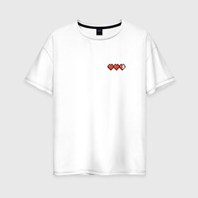 Женская футболка хлопок Oversize с принтом Minecraft Health , 100% хлопок | свободный крой, круглый ворот, спущенный рукав, длина до линии бедер
 | game | minecraft | здоровье | игра | майн | майнкрафт | пиксельный | прикол | сердечки | сердца