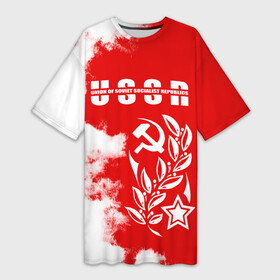 Платье-футболка 3D с принтом СССР ,  |  | ussr | герб | звезда | коммунист | комсомол | кпсс | красный | ленин | лого | логотип | молот | надпись | патриот | республик | ретро | рсфср | серп | символ | снг | советский | советских | социалистических