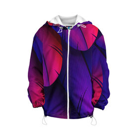 Детская куртка 3D с принтом Tropics , 100% полиэстер | застежка — молния, подол и капюшон оформлены резинкой с фиксаторами, по бокам — два кармана без застежек, один потайной карман на груди, плотность верхнего слоя — 90 г/м2; плотность флисового подклада — 260 г/м2 | Тематика изображения на принте: purple | абстрактный | абстракция | геометрический рисунок | геометрия | индиго | корея | кружево | листья | лого | неон | неоновая | неоновое | неоновые листья | неоновый | пальмы | рисунок | текстура
