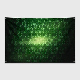 Флаг-баннер с принтом Двоичный код , 100% полиэстер | размер 67 х 109 см, плотность ткани — 95 г/м2; по краям флага есть четыре люверса для крепления | it | двоичный код | информация | код | кодерам | кодеру | программирование | программисту | технологии