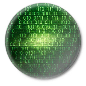 Значок с принтом Двоичный код ,  металл | круглая форма, металлическая застежка в виде булавки | it | двоичный код | информация | код | кодерам | кодеру | программирование | программисту | технологии
