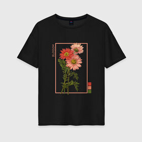 Женская футболка хлопок Oversize с принтом Blossom Flower , 100% хлопок | свободный крой, круглый ворот, спущенный рукав, длина до линии бедер
 | flowers | букет | природа | растения | ретро | цветок | цветы