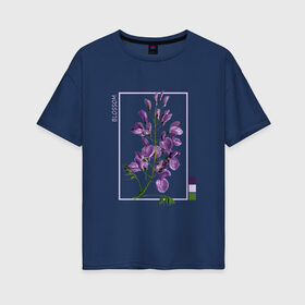Женская футболка хлопок Oversize с принтом Wisteria Flowers , 100% хлопок | свободный крой, круглый ворот, спущенный рукав, длина до линии бедер
 | 