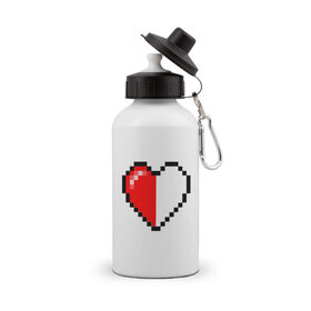 Бутылка спортивная с принтом Майнкрафт серце , металл | емкость — 500 мл, в комплекте две пластиковые крышки и карабин для крепления | minecraft | любовь | майнкрафт | пиксель | половинка | сердце