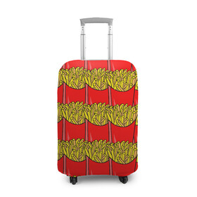 Чехол для чемодана 3D с принтом ФРИ , 86% полиэфир, 14% спандекс | двустороннее нанесение принта, прорези для ручек и колес | food | fries | pattern | еда | картошка | мак | макдональдс | паттерн | фри