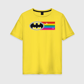 Женская футболка хлопок Oversize с принтом Batman Rainbow Logo , 100% хлопок | свободный крой, круглый ворот, спущенный рукав, длина до линии бедер
 | batman | dc pride | justice league | pride | vdosadir | бэтмен | лига справедливости | прайд | радуга