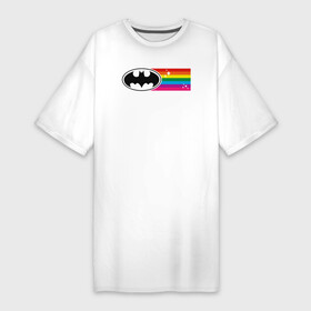 Платье-футболка хлопок с принтом Batman Rainbow Logo ,  |  | batman | dc pride | justice league | pride | vdosadir | бэтмен | лига справедливости | прайд | радуга