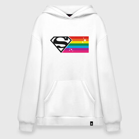 Худи SuperOversize хлопок с принтом Superman Rainbow Logo , 70% хлопок, 30% полиэстер, мягкий начес внутри | карман-кенгуру, эластичная резинка на манжетах и по нижней кромке, двухслойный капюшон
 | dc pride | justice league | pride | superman | vdosadir | лига справедливости | прайд | радуга | супермен