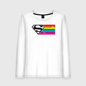 Женский лонгслив хлопок с принтом Superman Rainbow Logo , 100% хлопок |  | dc pride | justice league | pride | superman | vdosadir | лига справедливости | прайд | радуга | супермен