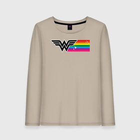 Женский лонгслив хлопок с принтом Wonder Woman Rainbow Logo , 100% хлопок |  | dc pride | justice league | pride | vdosadir | wonder woman | лига справедливости | прайд | радуга | чудо женщина