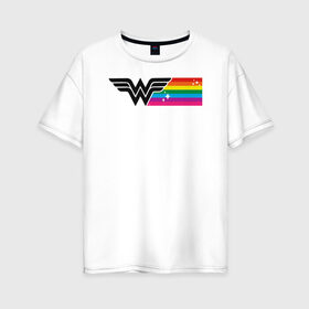 Женская футболка хлопок Oversize с принтом Wonder Woman Rainbow Logo , 100% хлопок | свободный крой, круглый ворот, спущенный рукав, длина до линии бедер
 | dc pride | justice league | pride | vdosadir | wonder woman | лига справедливости | прайд | радуга | чудо женщина