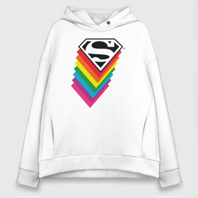 Женское худи Oversize хлопок с принтом Superman Logo , френч-терри — 70% хлопок, 30% полиэстер. Мягкий теплый начес внутри —100% хлопок | боковые карманы, эластичные манжеты и нижняя кромка, капюшон на магнитной кнопке | dc pride | justice league | pride | superman | vdosadir | лига справедливости | прайд | радуга | супермен