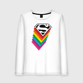 Женский лонгслив хлопок с принтом Superman Logo , 100% хлопок |  | dc pride | justice league | pride | superman | vdosadir | лига справедливости | прайд | радуга | супермен