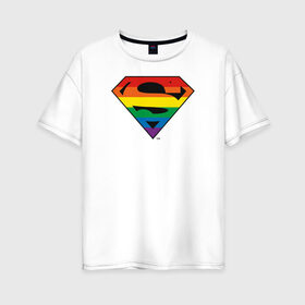 Женская футболка хлопок Oversize с принтом Superman Logo , 100% хлопок | свободный крой, круглый ворот, спущенный рукав, длина до линии бедер
 | dc pride | justice league | pride | superman | vdosadir | лига справедливости | прайд | радуга | супермен