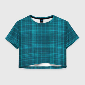 Женская футболка Crop-top 3D с принтом Зеленая форма , 100% полиэстер | круглая горловина, длина футболки до линии талии, рукава с отворотами | бирюзовый | зеленый | линии | темный | школьная форма