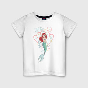 Детская футболка хлопок с принтом Русалочка Ариэль , 100% хлопок | круглый вырез горловины, полуприлегающий силуэт, длина до линии бедер | ariel | disney princess | the little mermaid | vdkimel | ариэль | русалочка