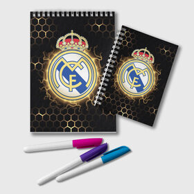 Блокнот с принтом Реал Мадрид , 100% бумага | 48 листов, плотность листов — 60 г/м2, плотность картонной обложки — 250 г/м2. Листы скреплены удобной пружинной спиралью. Цвет линий — светло-серый
 | real madrid | real madrid club de futbol | реал | реал мадрид | спорт | футбол | футбольный клуб