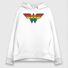 Женское худи Oversize хлопок с принтом Wonder Woman Logo , френч-терри — 70% хлопок, 30% полиэстер. Мягкий теплый начес внутри —100% хлопок | боковые карманы, эластичные манжеты и нижняя кромка, капюшон на магнитной кнопке | dc pride | justice league | pride | vdosadir | wonder woman | лига справедливости | прайд | радуга | чудо женщина