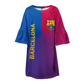 Детское платье 3D с принтом Barcelona , 100% полиэстер | прямой силуэт, чуть расширенный к низу. Круглая горловина, на рукавах — воланы | barcelona | barselona | futbol club | барса | барселона | лионель месси | люблю футбол | месси | сине гранатовые | фанат | фк барселона | форма | форма игроков | футбол | футбольный клуб | эмблема | эмблема клуба
